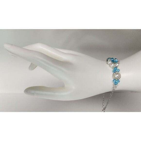 Handmade Jewelry by Ms. Lynda Aqua Bracelet - Picture 4 of 5